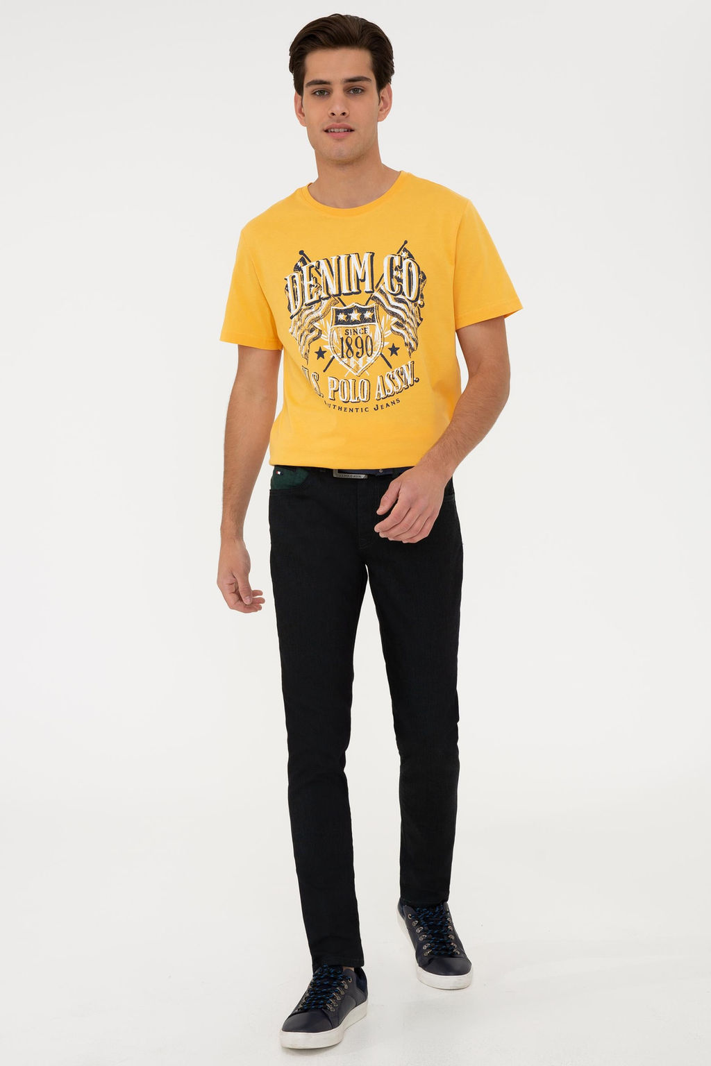 Erkek Sar_ Bisiklet Yaka T-Shirt