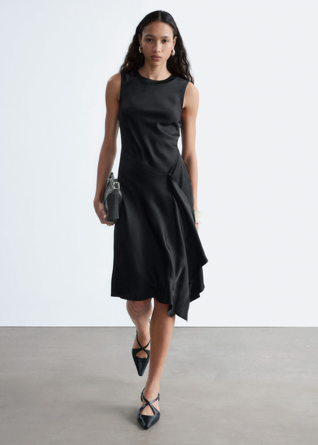 Vestido midi asim?trico de sat?n - H&m фото 3