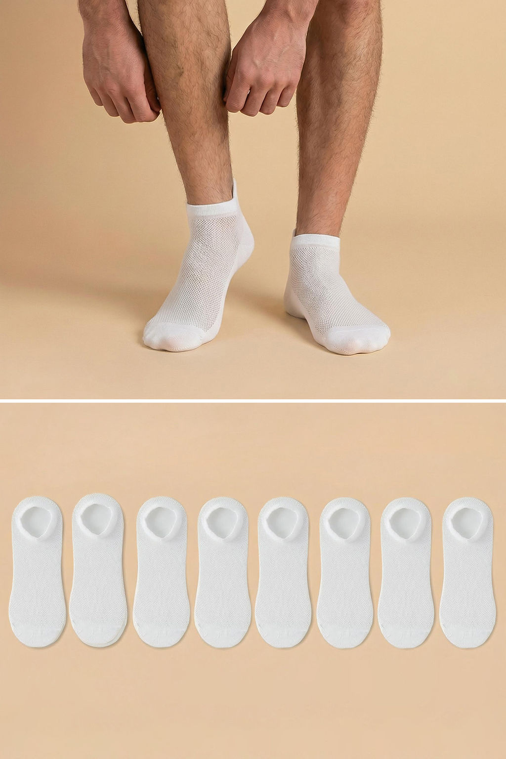 Beyaz Unisex 8li K?sa Boy-Gorunmez Yazl?k Pamuklu Hava Alan Corap TMNSS25CO00016