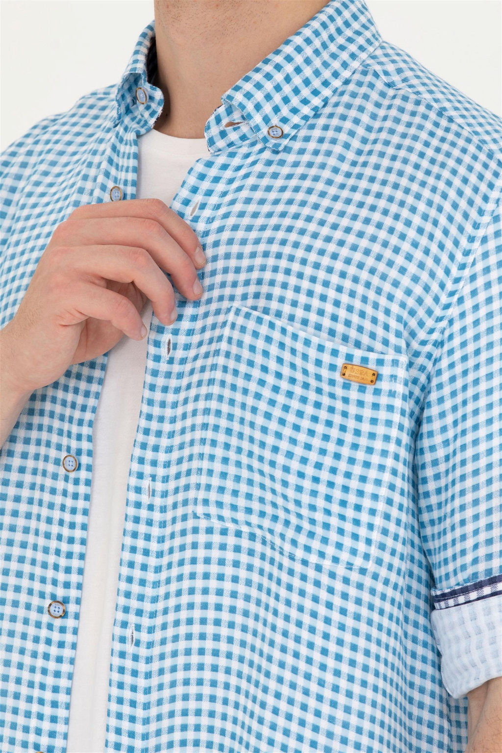 U. S. Polo Assn Мужская синяя рубашка в клетку - U.s. polo assn фото 14