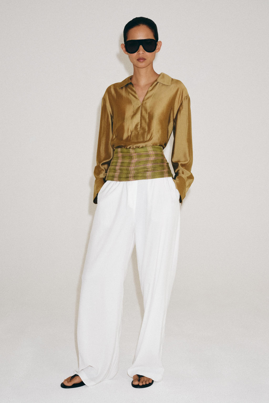 CAMISA SATINADA ZW COLLECTION / Mostaza - Zara фото 2