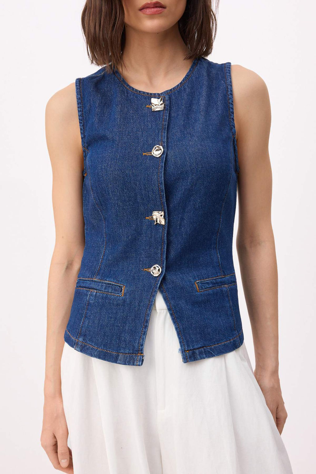 Mavi Fitted %100 Pamuklu Denim Yelek TWOSS26YE00037 - Trendyolmilla фото 3