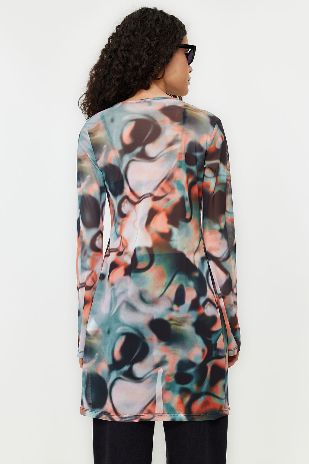 Cok Renkli Bask?l? Uzun Tul Esnek Orme Orme Bluz TWOSS24BZ00051 - Trendyolmilla фото 6