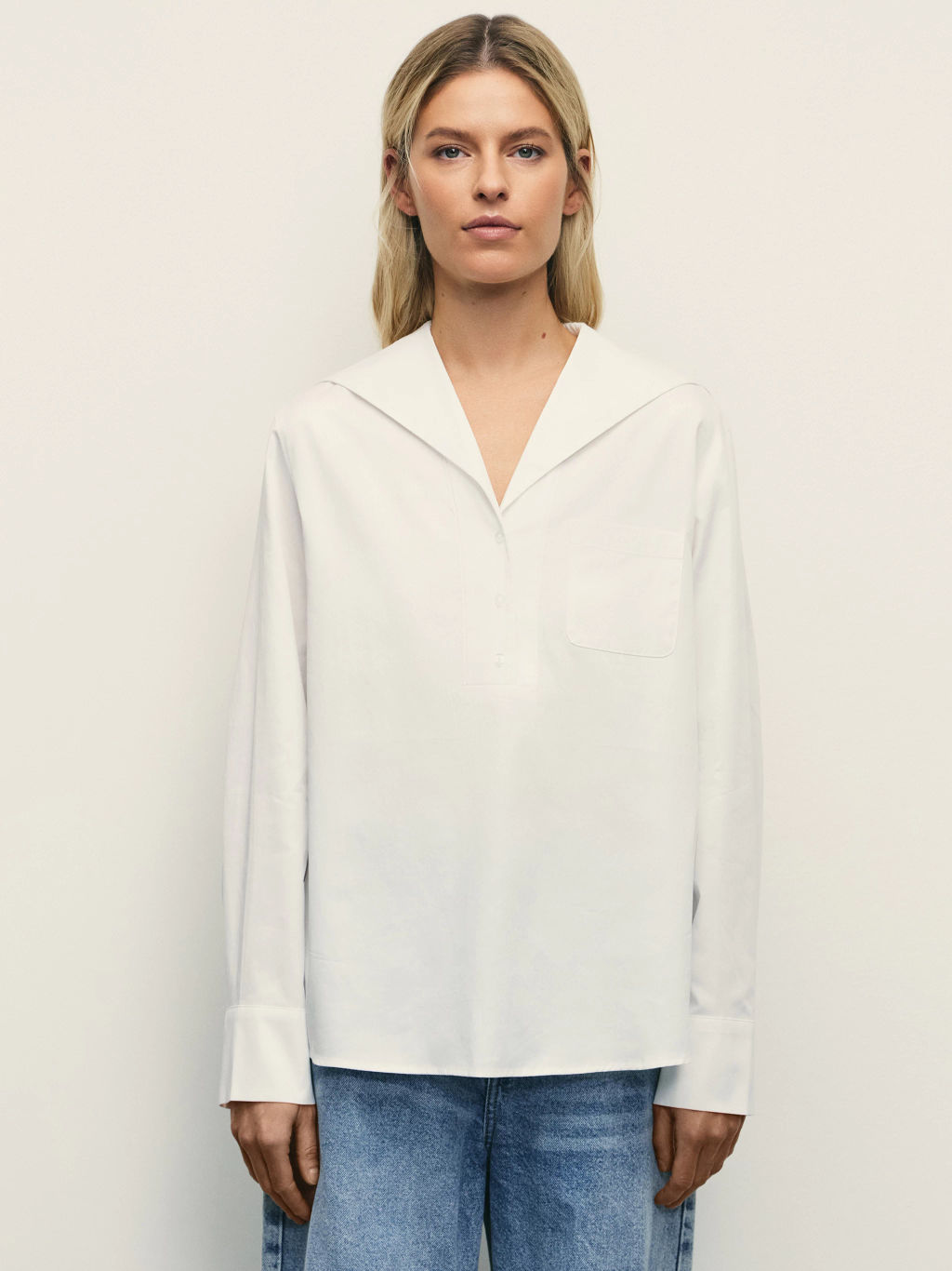 Рубашка из хлопка с отложным воротником / Zarina  фото 3