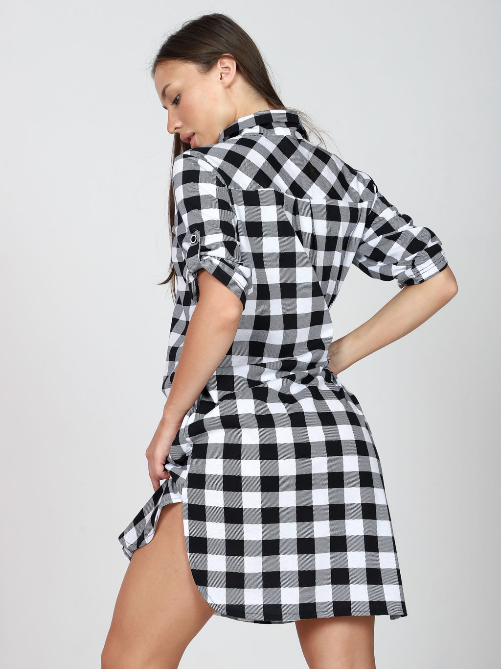 Халат - туника "Серая клетка" (М-679)