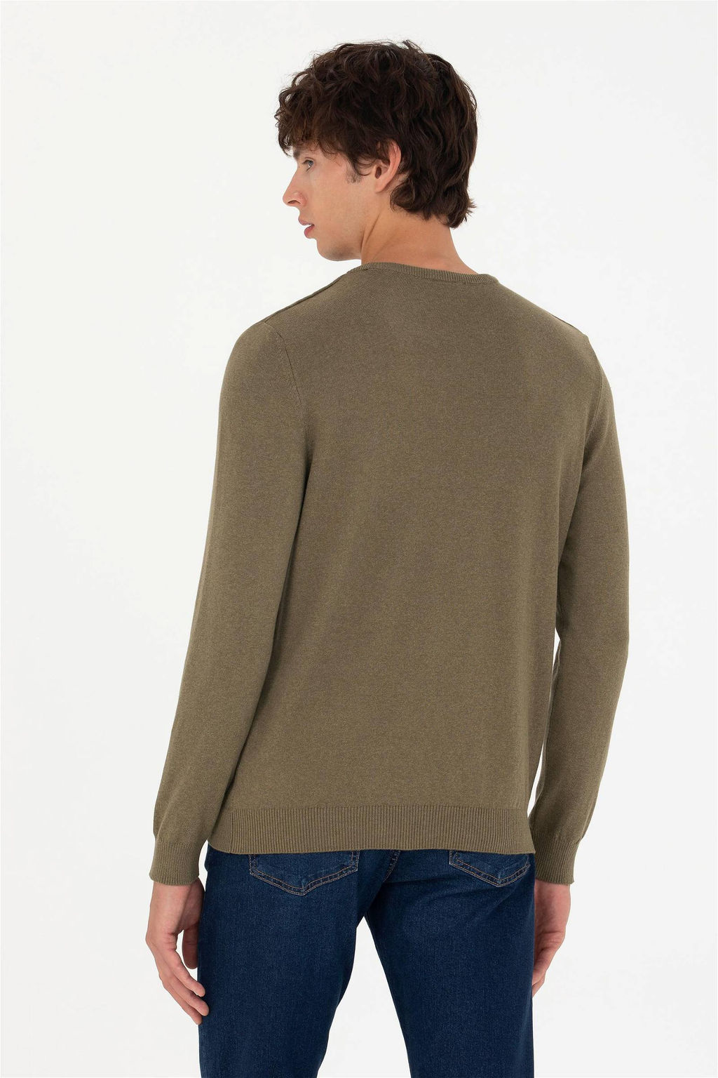 U. S. Polo Assn Мужской базовый свитер хаки меланжевого цвета - U.s. polo assn фото 5