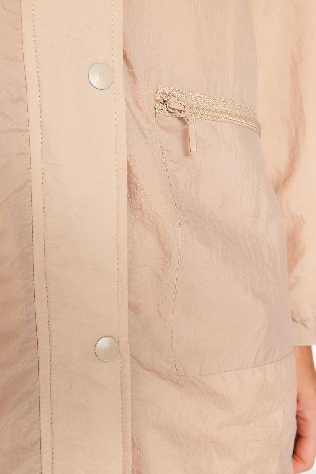 Bej Kapusonlu Su Itici Yagmurluk Mont TWOAW24MO00228