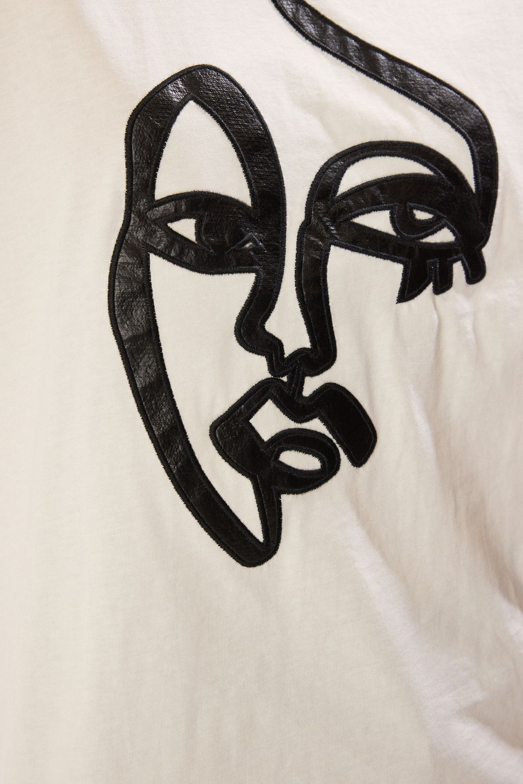 TRENDYOLMILLA Ekru %100 Pamuk Kabartma Bask?l? Oversize/Genis Kal?p Orme T-Shirt TWOSS25TS00081 фото 4