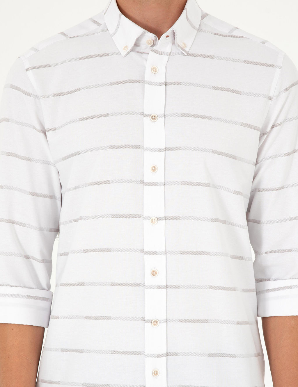 Bej Slim Fit Uzun Kollu G_mlek