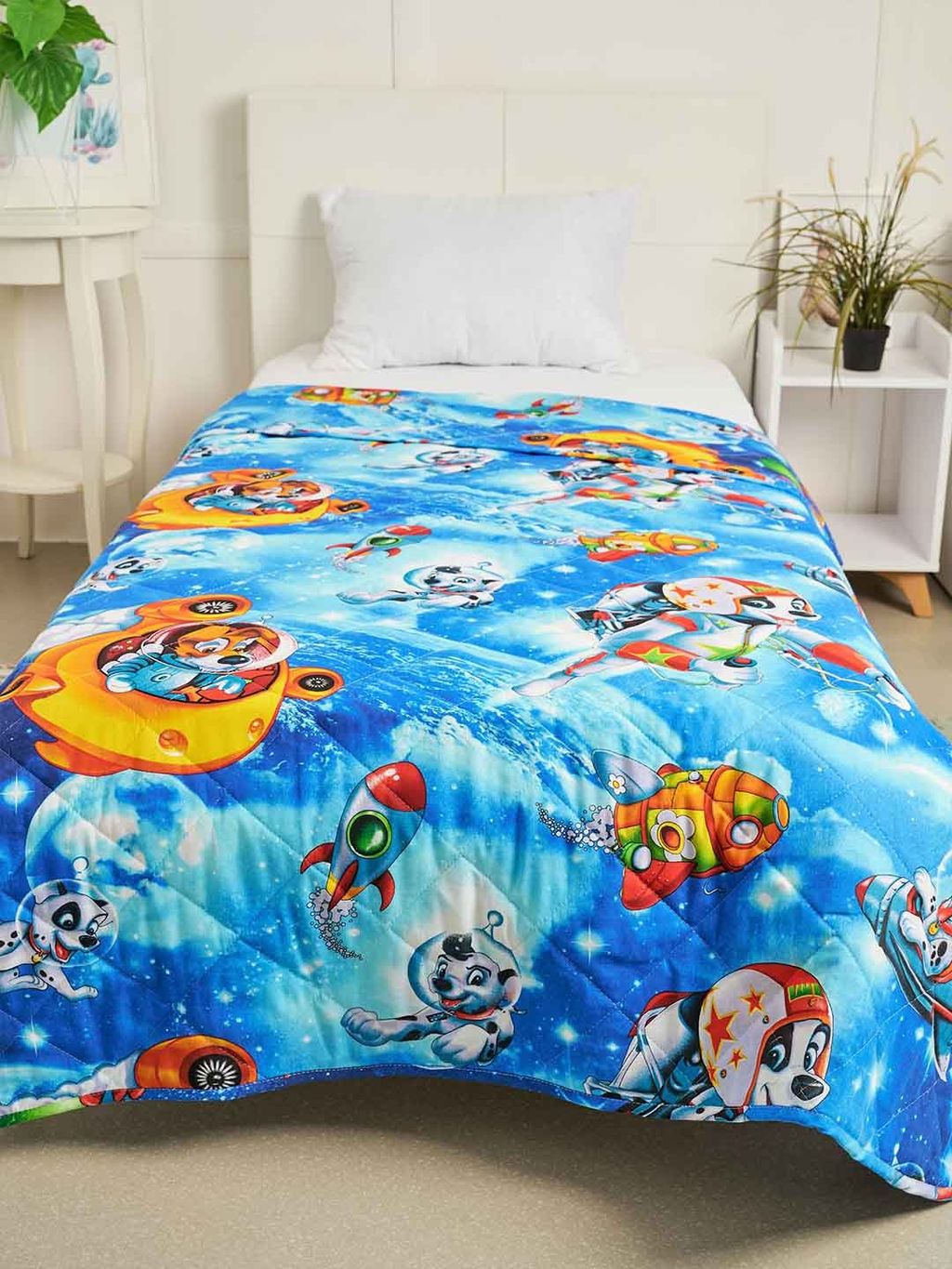 Покрывало бязь с детским рисунком - 15 - Космики 150х215