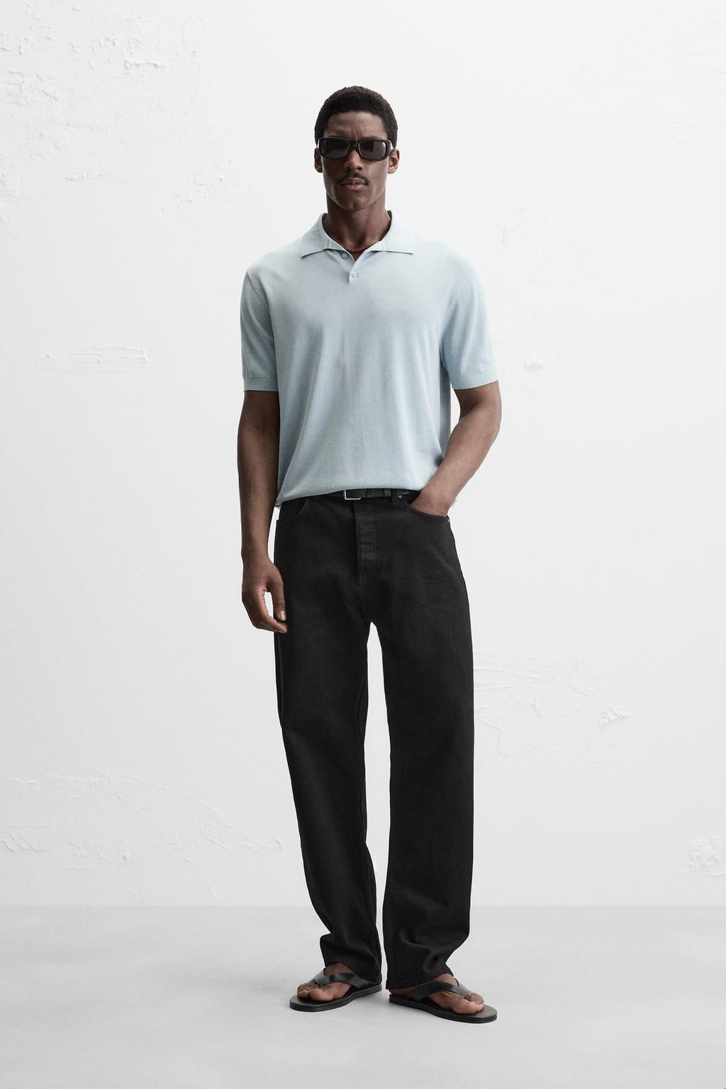 COTTON/SILK KNIT POLO SHIRT