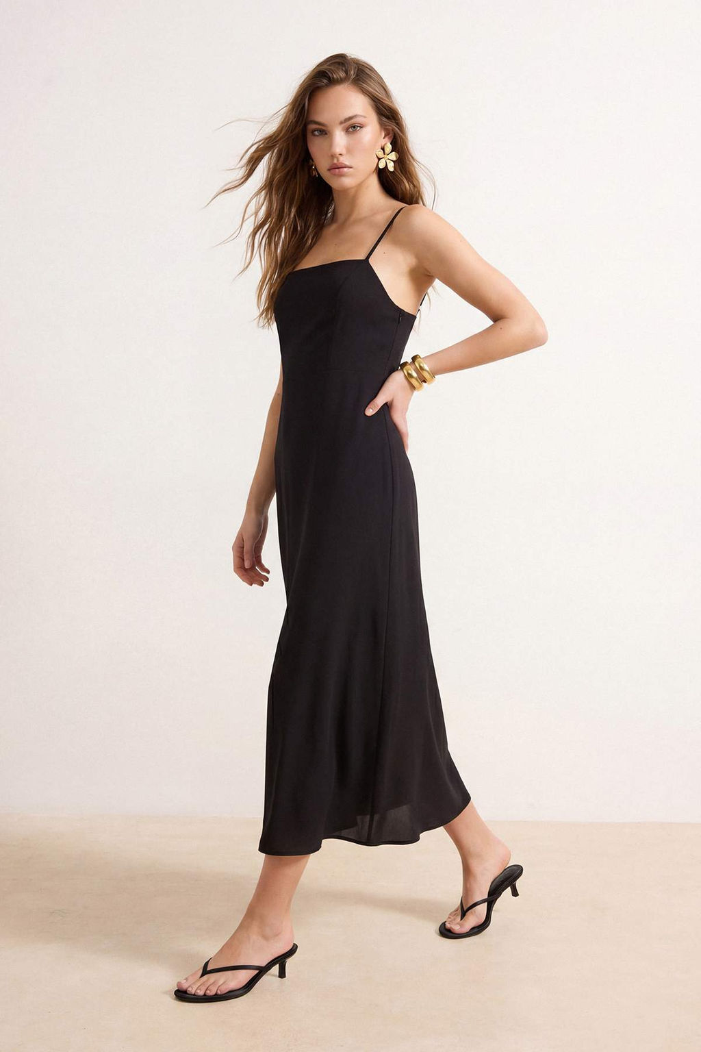 TRENDYOLMILLA K?rm?z? Duz Duz Kesim Gipeli Maxi Dokuma Elbise TWOSS25EL00626  фото 15