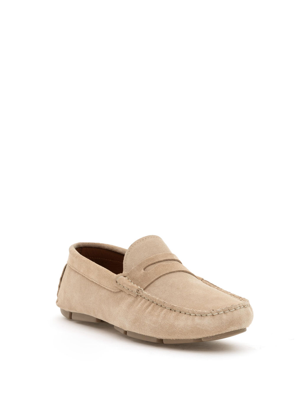Bej %100 Deri Loafer Ayakkab_