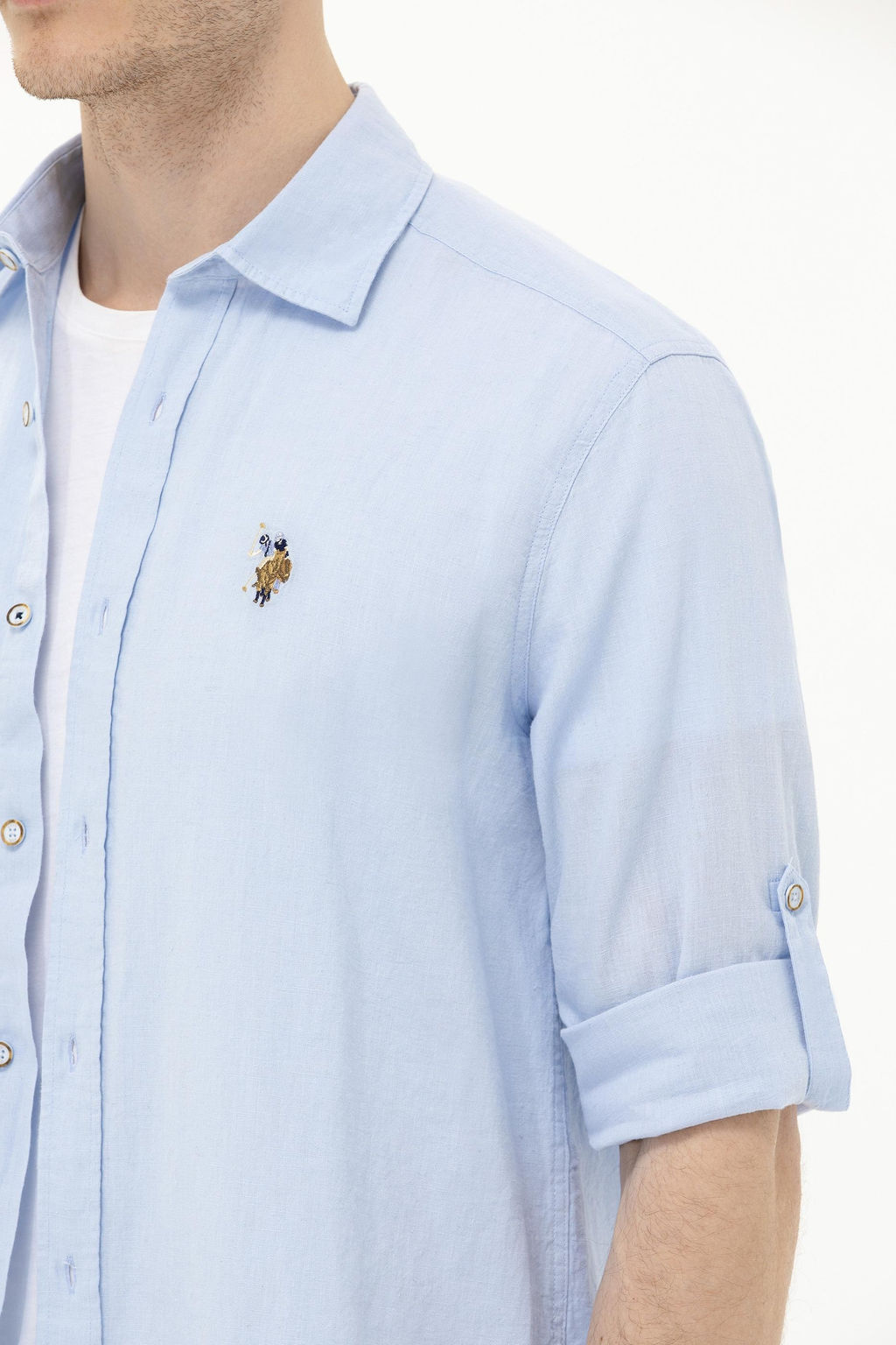 Мужская голубая базовая рубашка с длинным рукавом Неожиданная скидка в корзине - U.s. polo assn фото 7