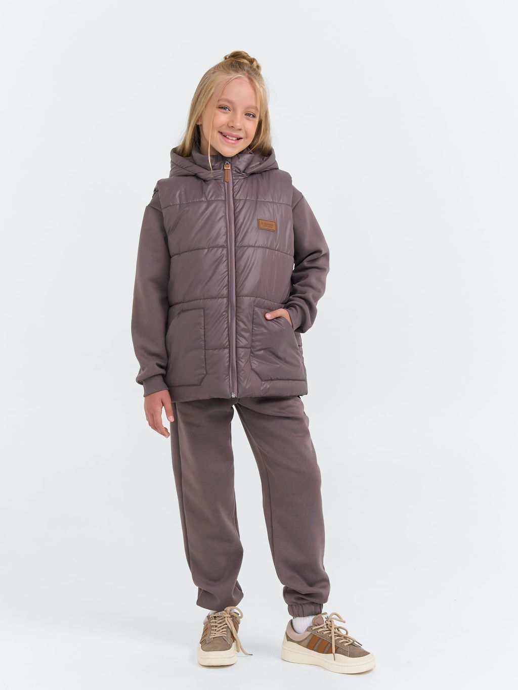 Жилет со съемным капюшоном Темный шоколад 7+ - Bungly фото 12