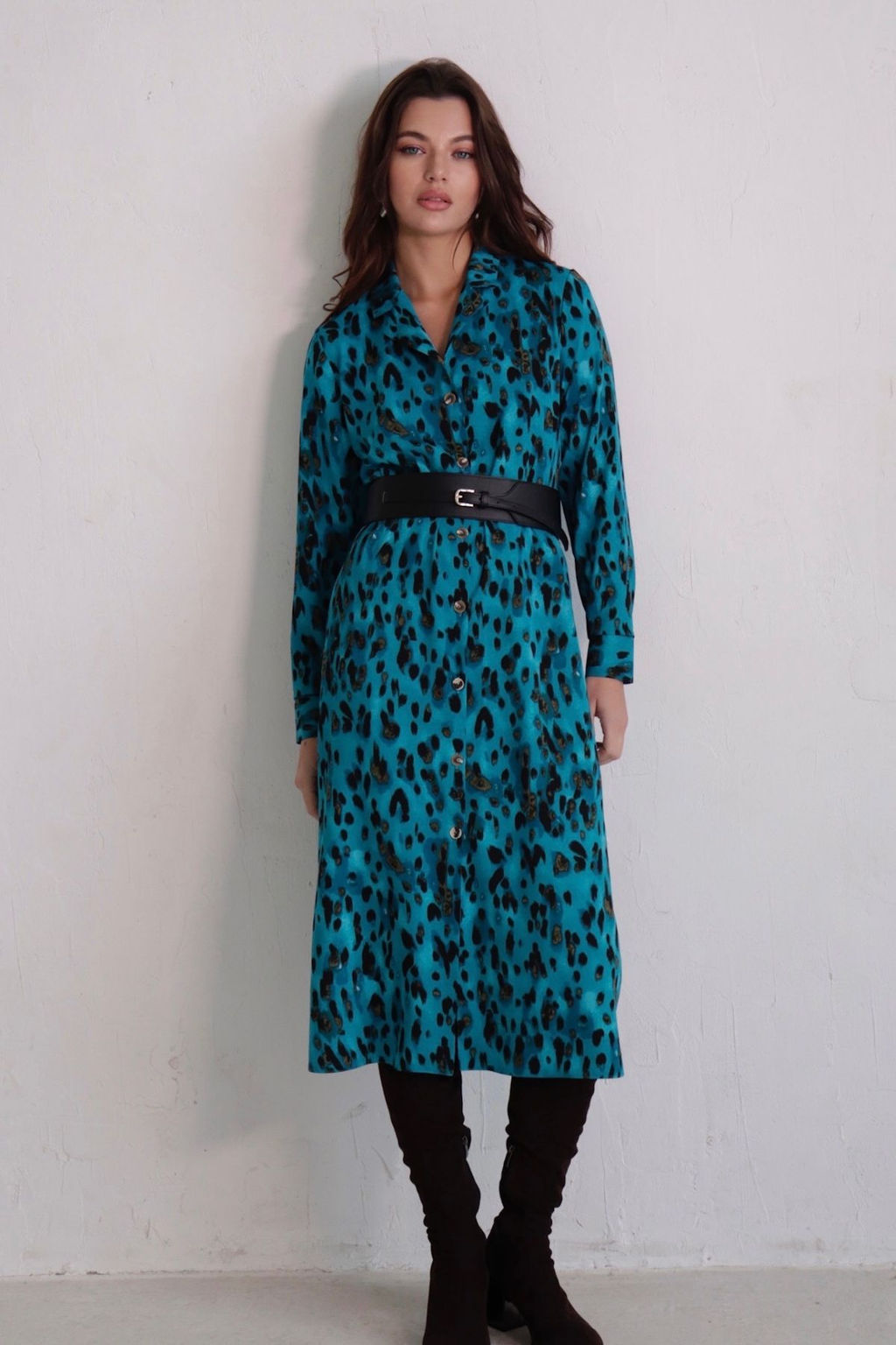 Платье-рубашка с английским воротником принт - Martichelli фото 171