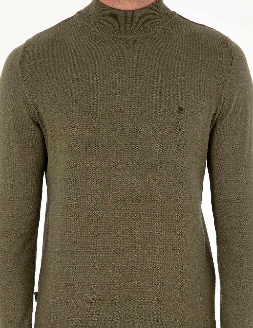 Koyu Haki Slim Fit Yar_m Bal_k__ Yaka Basic Triko Kazak - Pierre cardin фото 6
