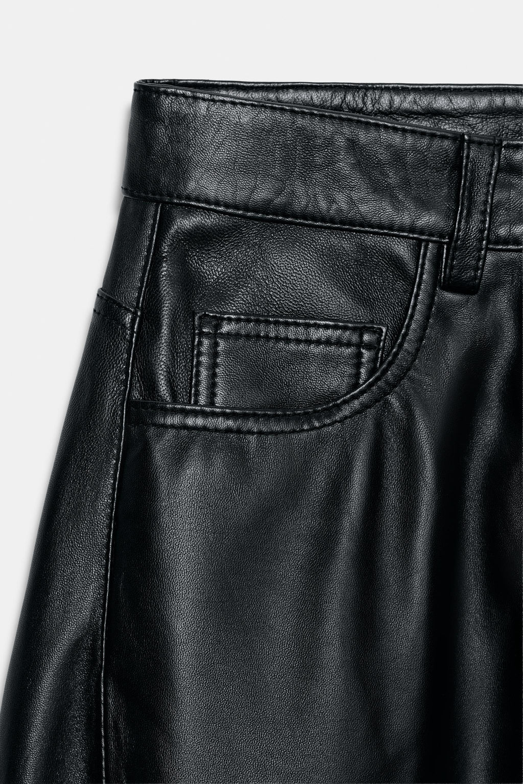 ZW COLLECTION LIMITED EDITION LEATHER BARREL TROUSERS - Zara фото 17