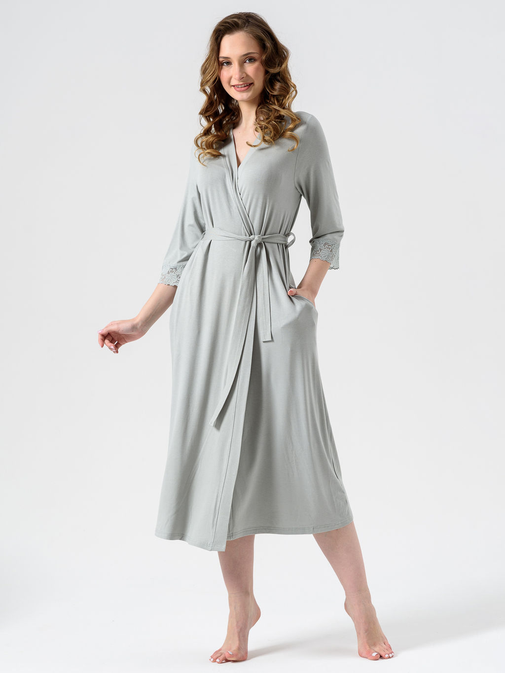 Халат Оптима Флирт из вискозы с лайкрой зеленый  фото 2