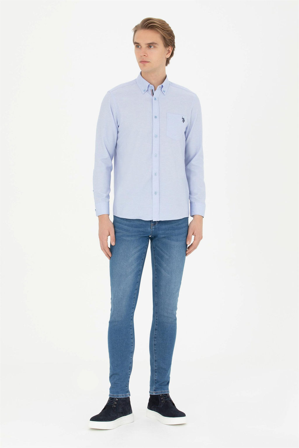 Мужская синяя рубашка с длинным рукавом - U.s. polo assn фото 4