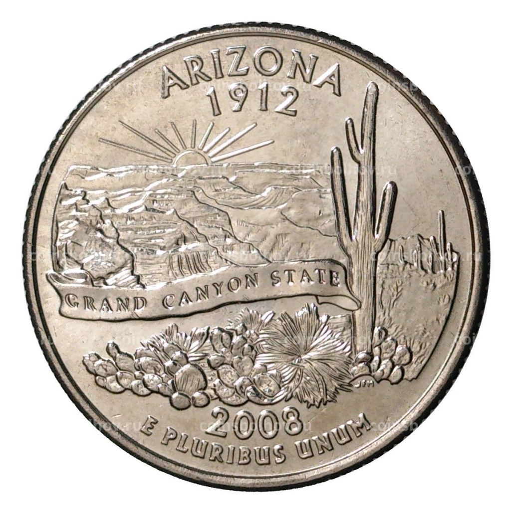 25 центов (1/4 доллара) 2008 года Р США Штаты и территории Аризона