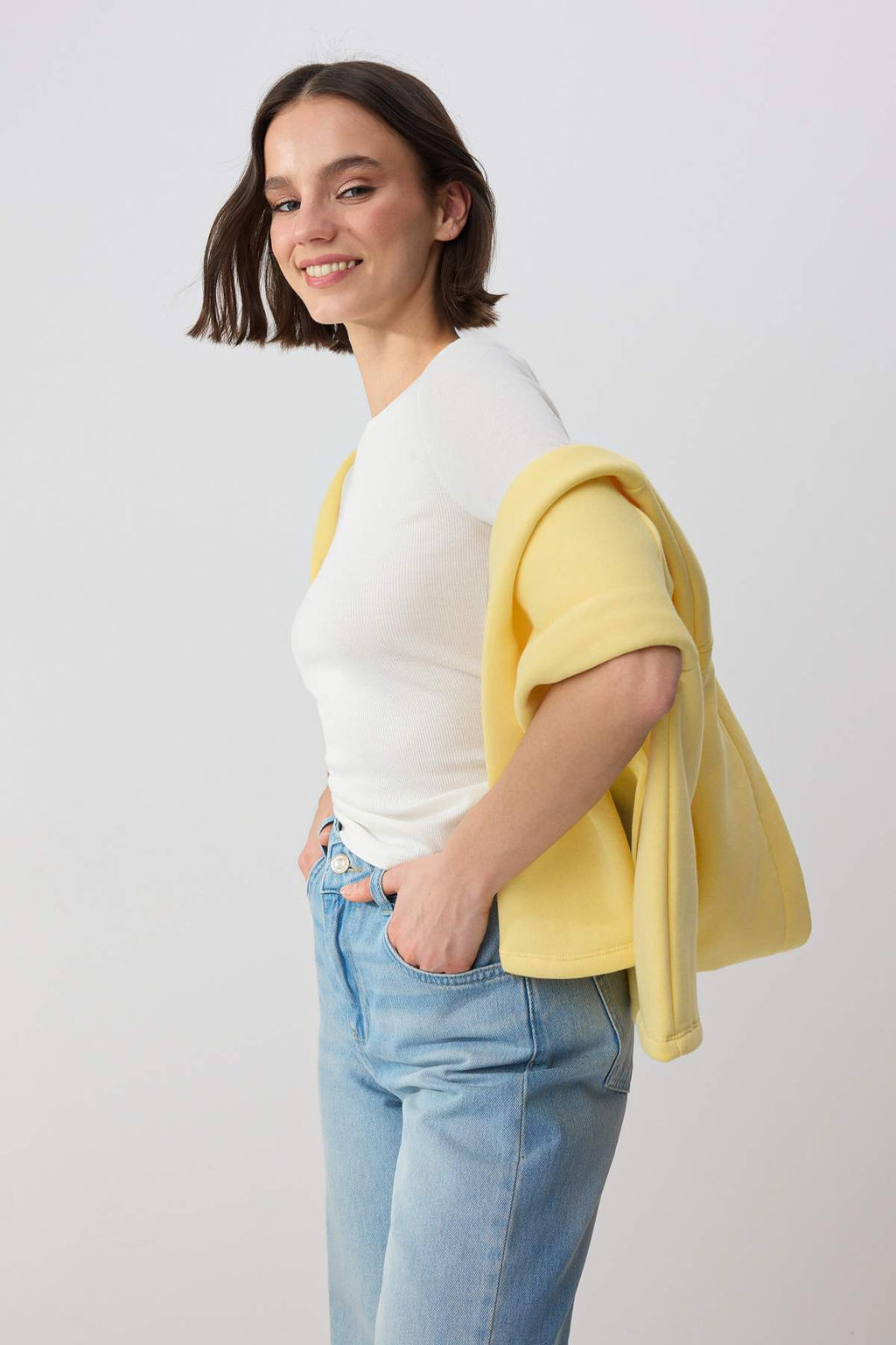 Wardrobe Essentials-Ekru Fitted/Vucuda Oturan Truvakar Buzgulu Modal Orme Bluz TWOSS26BZ00355 - Trendyolmilla фото 2