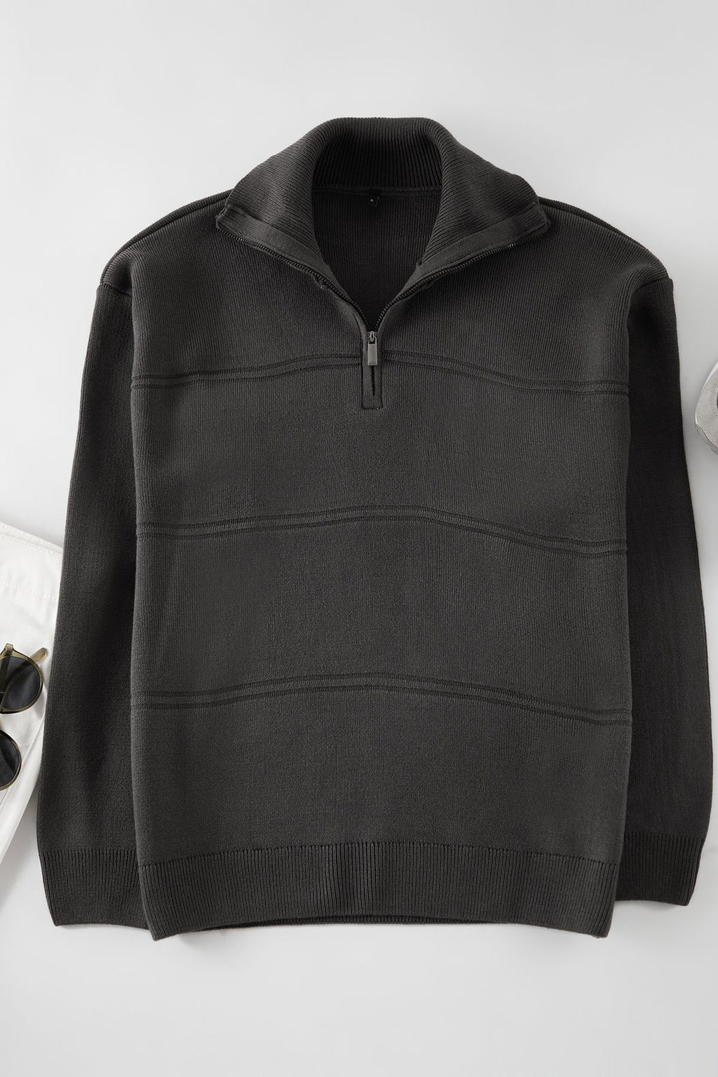 TRENDYOL MAN Fume Oversize Fermuarl? Yaka Duz Kazak TMNAW25KZ00080