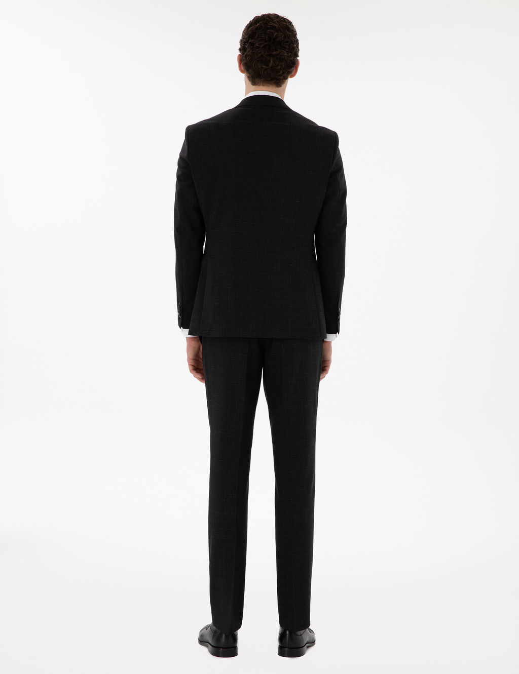 Siyah Slim Fit Y_n Keten Kar___ml_ Tak_m Elbise
