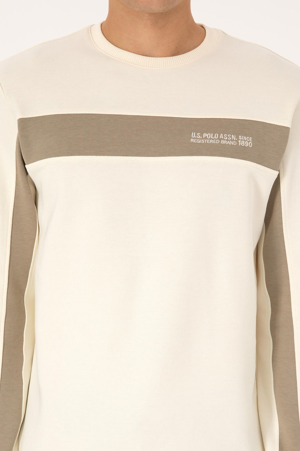 Erkek Regular Fit Bisiklet Yaka Krem Sweatshirt - U.s. polo assn фото 6