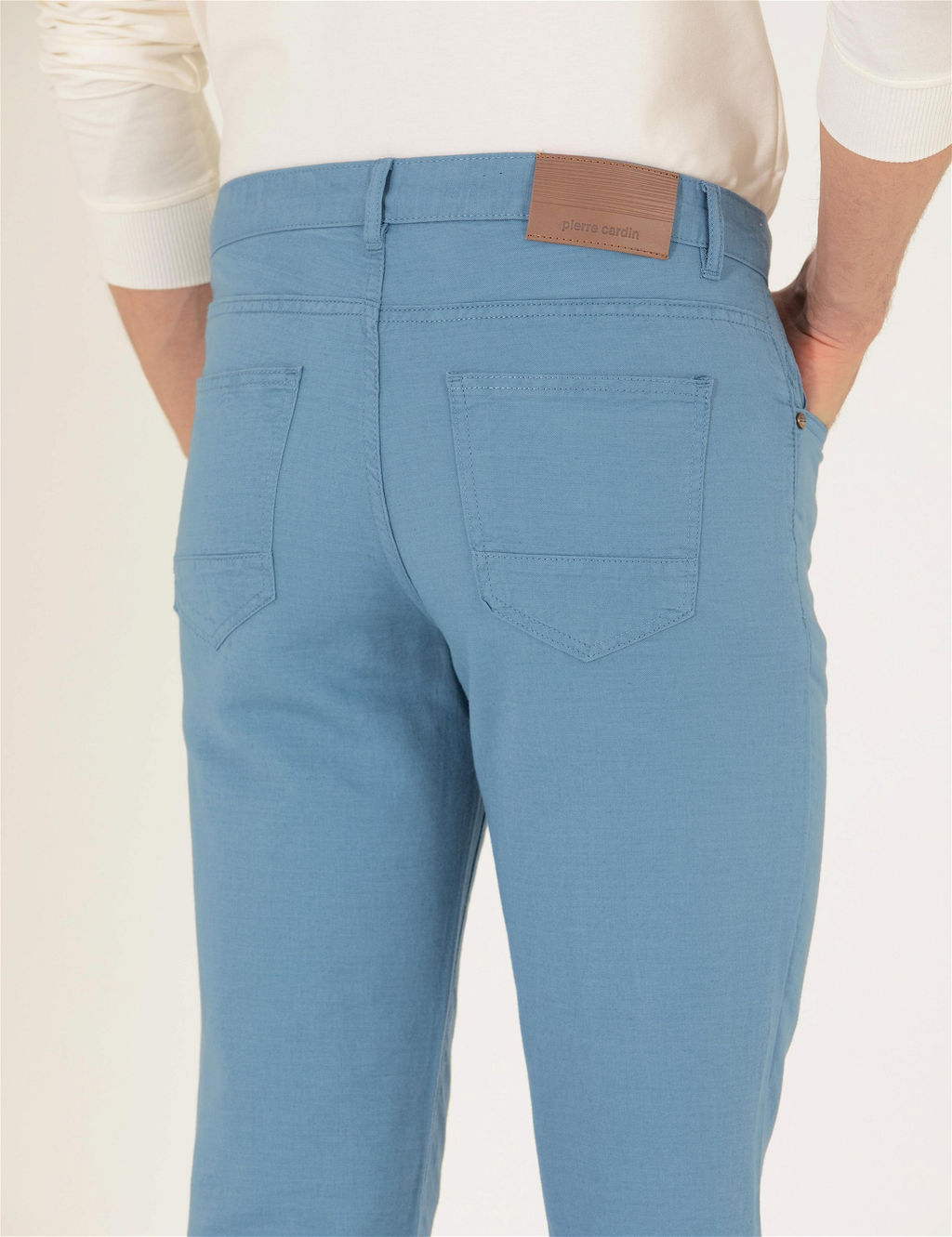 Koyu Mavi Slim Fit Keten Kar___ml_ Kanvas Pantolon