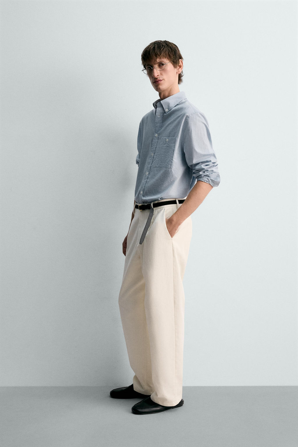 CAMISA RAYAS LIMITED EDITION / Blanco / Celeste - Zara фото 4