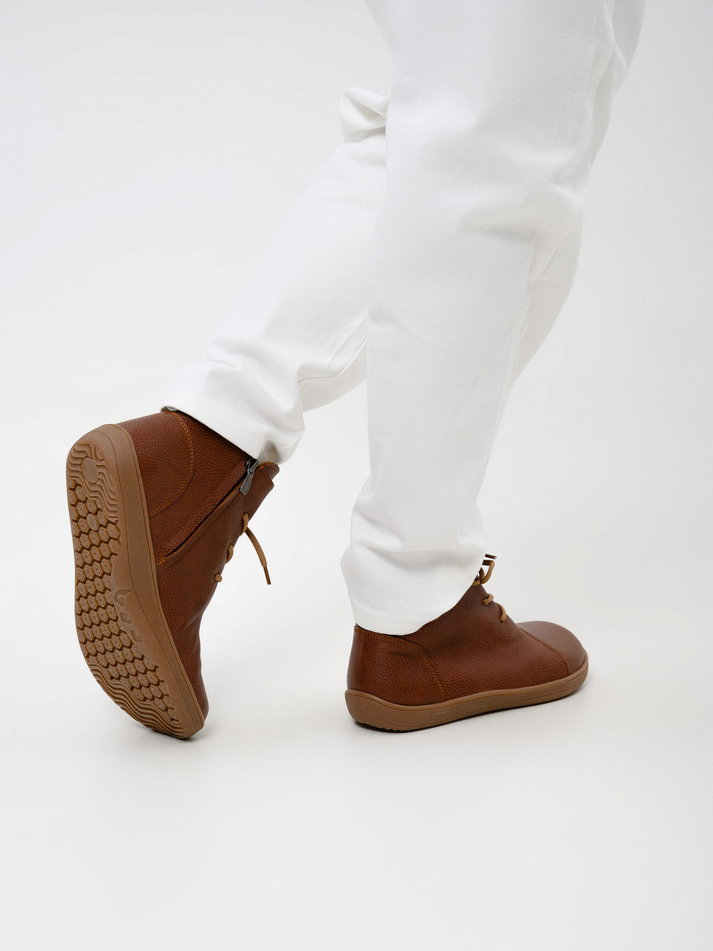 Босоногие ботинки 352.NATAbr.Коньяк/мех