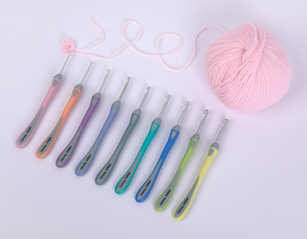 Для вязания Gamma RHT крючок с прорезин. ручкой алюминий d 6.0 мм 14.5 см в блистере c покрытием  фото 6