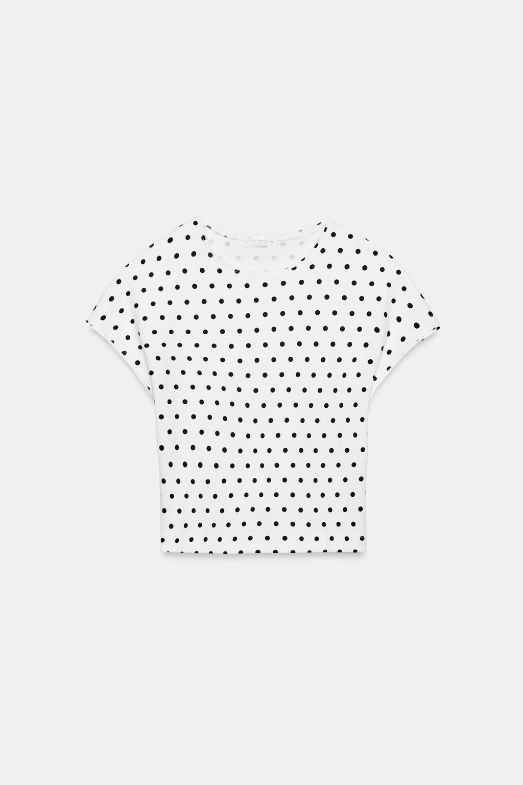 CAMISETA CROPPED MANGA CORTA LUNARES / Blanco / Negro - Zara фото 9