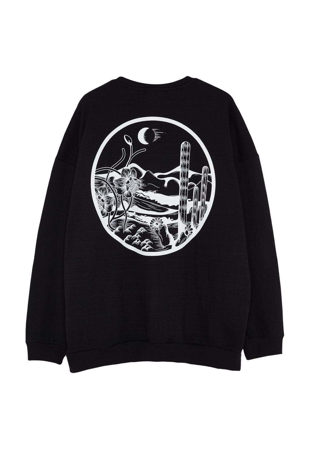 TRENDYOL MAN Siyah Buyuk Beden Bisiklet Yaka Oversize/Genis Kesim S?rt Bask? Ici Polar Sweatshirt TMNAW24AO00004 - Trendyolmilla фото 8