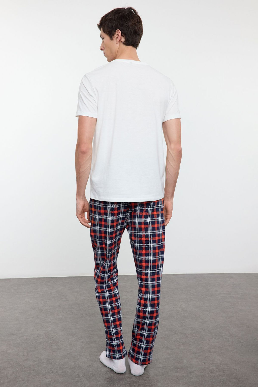 TRENDYOL MAN Ekru Regular Fit Bask?l? Orme Couple/Cift %100 Pamuklu Pijama Tak?m? TMNAW25PT00048 - Trendyolmilla фото 6