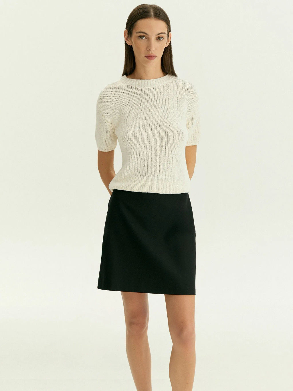 Юбка мини из костюмной шерсти, S1090/laine