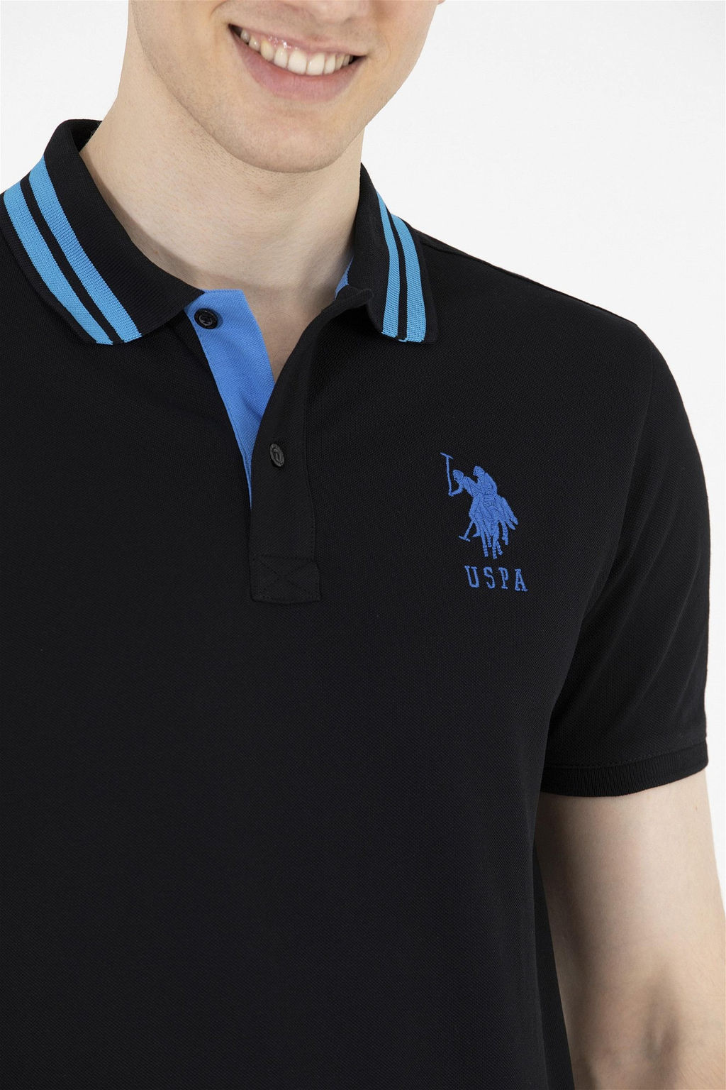 Мужская черная футболка с воротником-поло - U.s. polo assn фото 14