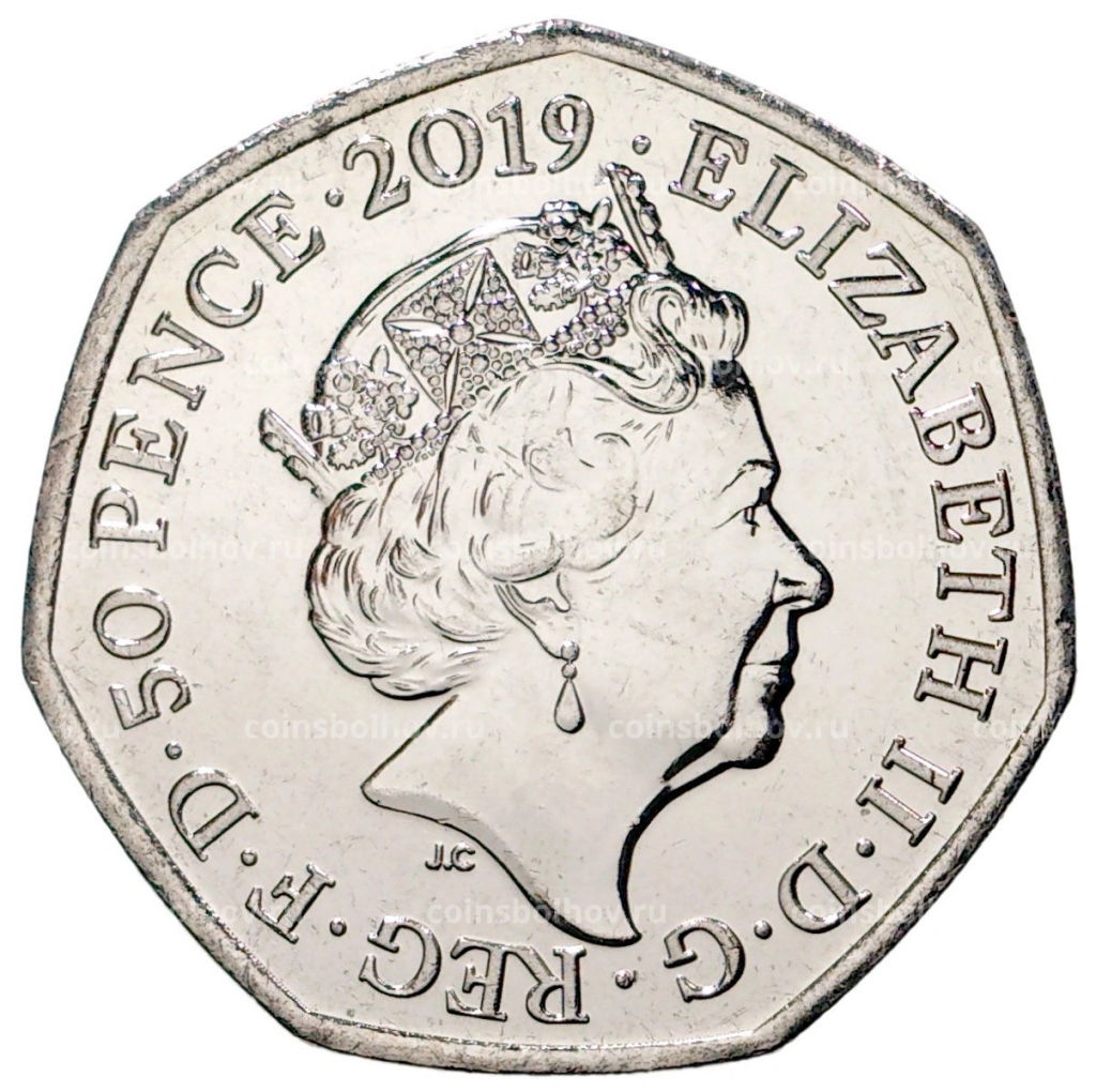 Монета 50 пенсов 2019 года Великобритания 60 лет медвежонку Паддингтону  Паддингтон у церкви Святого Павла