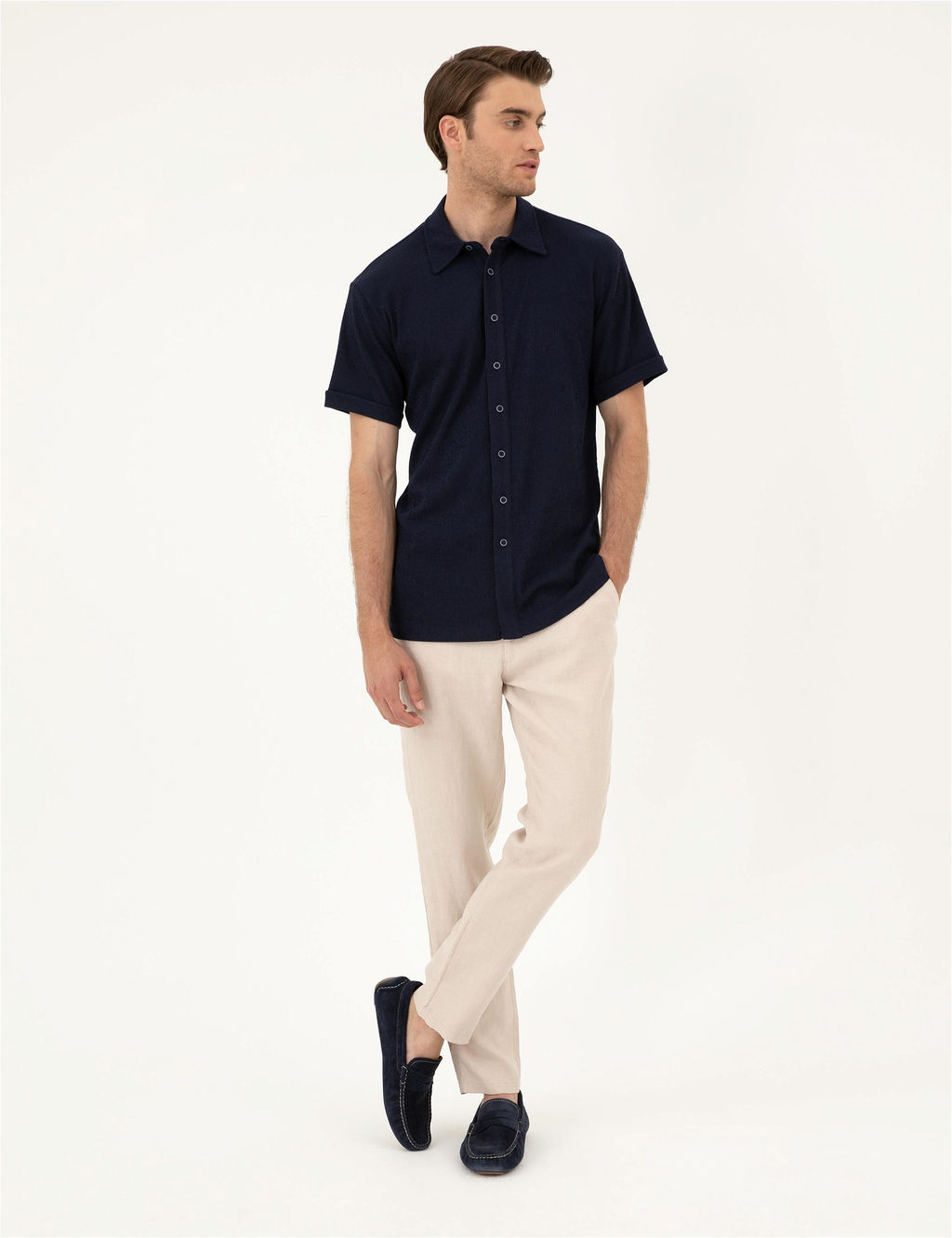 Bej Carrot Fit Keten Kanvas Pantolon - Pierre cardin фото 3