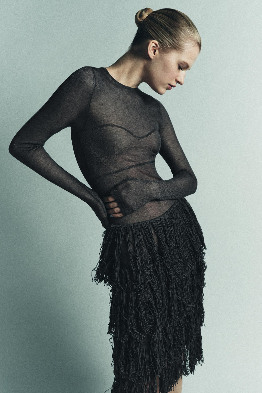METALLIC THREAD KNIT DRESS WITH FRINGING - Zara фото 3