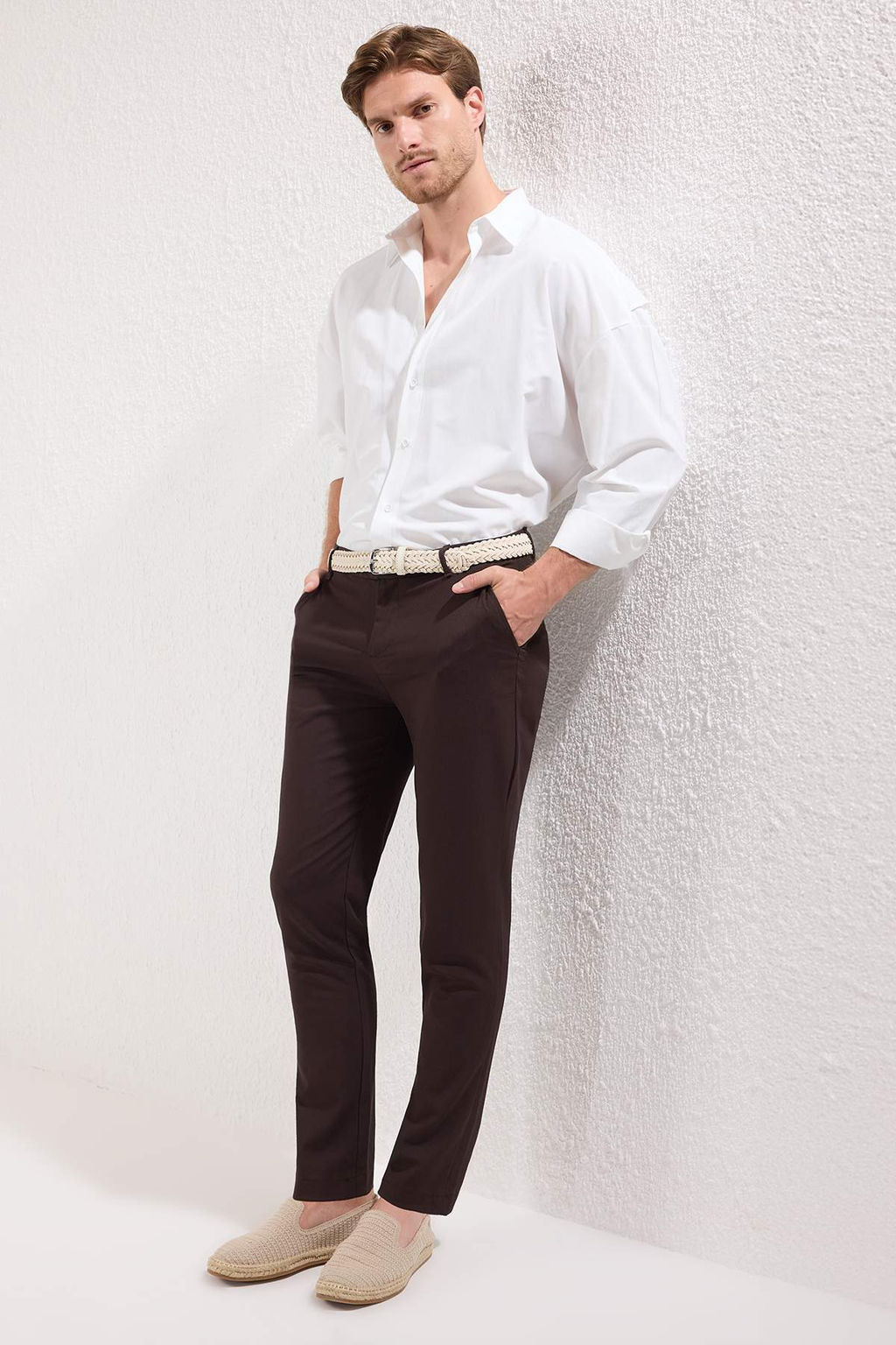 TRENDYOL MAN Tas Slim Fit Italyan Kesim Chino Kumas Pantolon TMNAW23PL00034 - Trendyolmilla фото 36