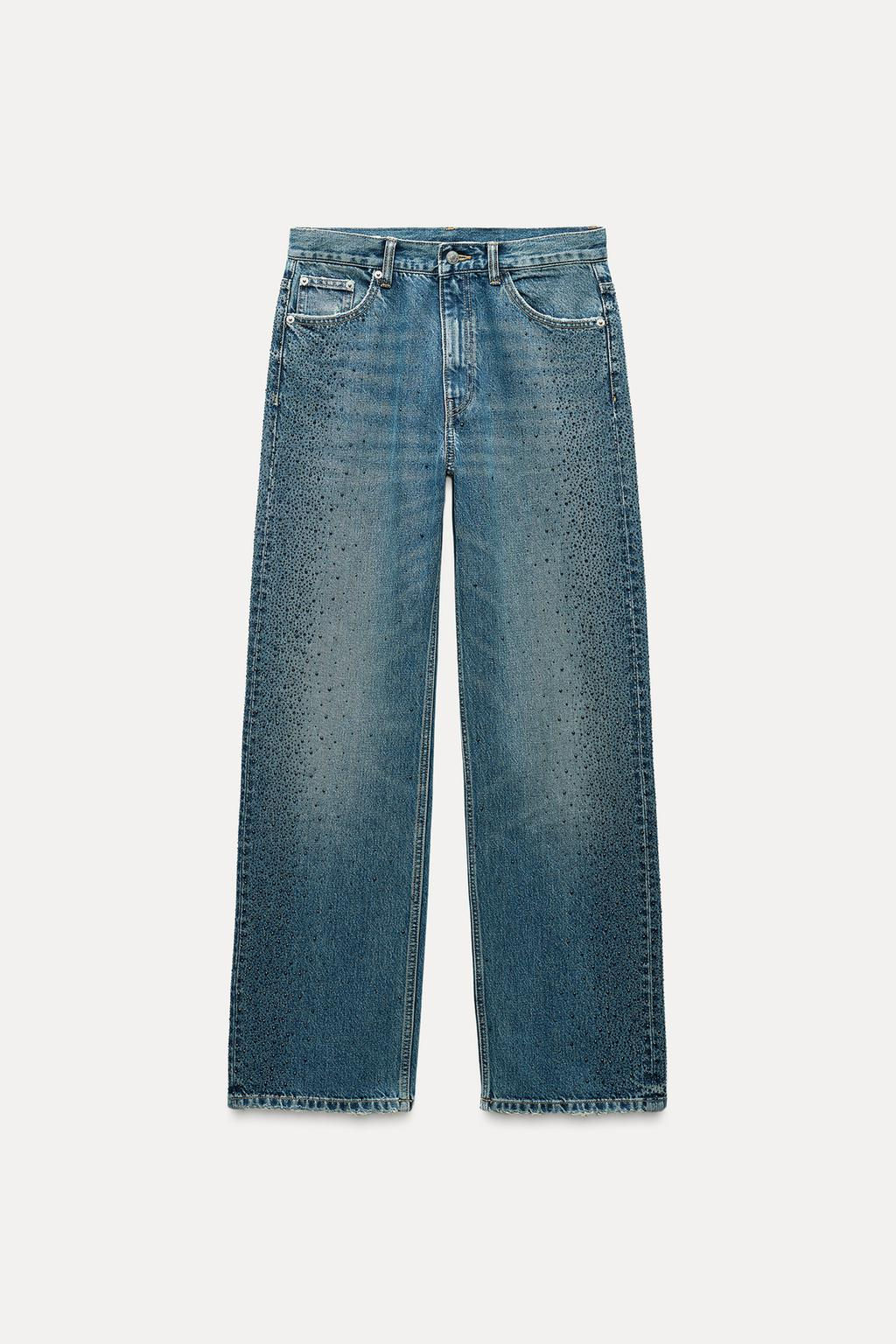 RELAXED FIT TRF DIAMANTE MID-WAIST JEANS - Zara фото 6