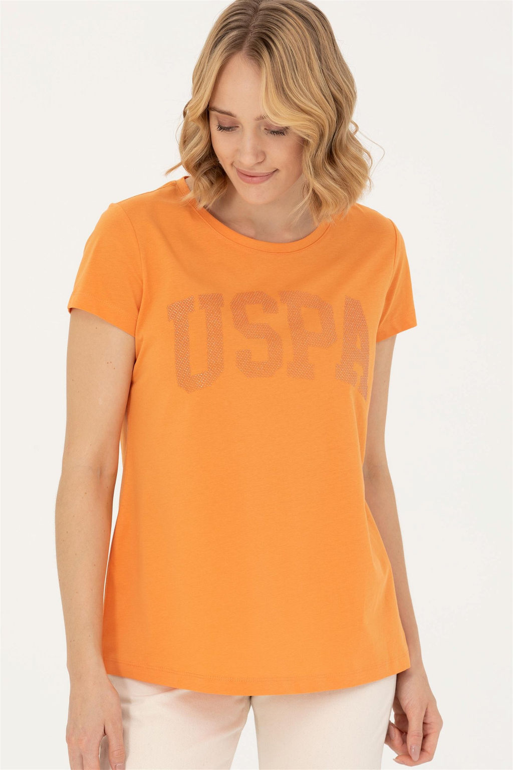 Женская оранжевая базовая футболка - U.s. polo assn фото 3