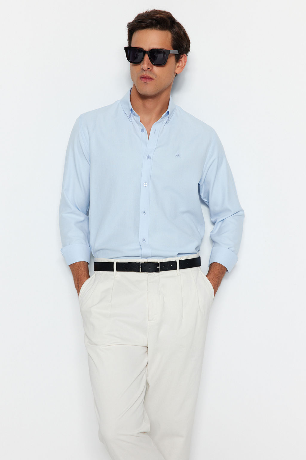 TRENDYOL MAN Gri Regular Nak?sl? Kolay Utulenebilir Smart Oxford Gomlek TMNAW24GO00089 - Trendyolmilla фото 2