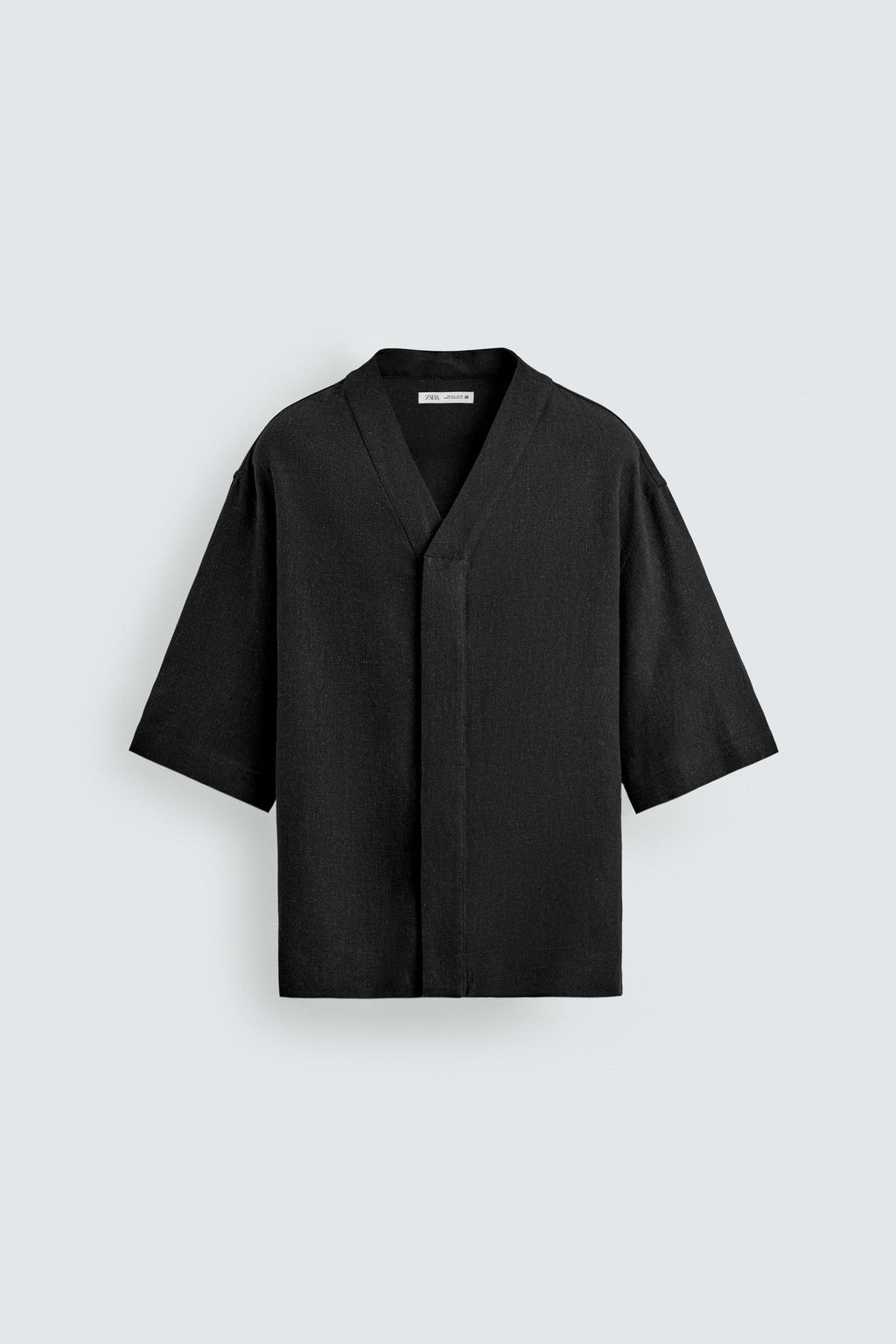 CAMISA RELAXED FIT VISCOSA - C??AMO / Negro - Zara фото 7