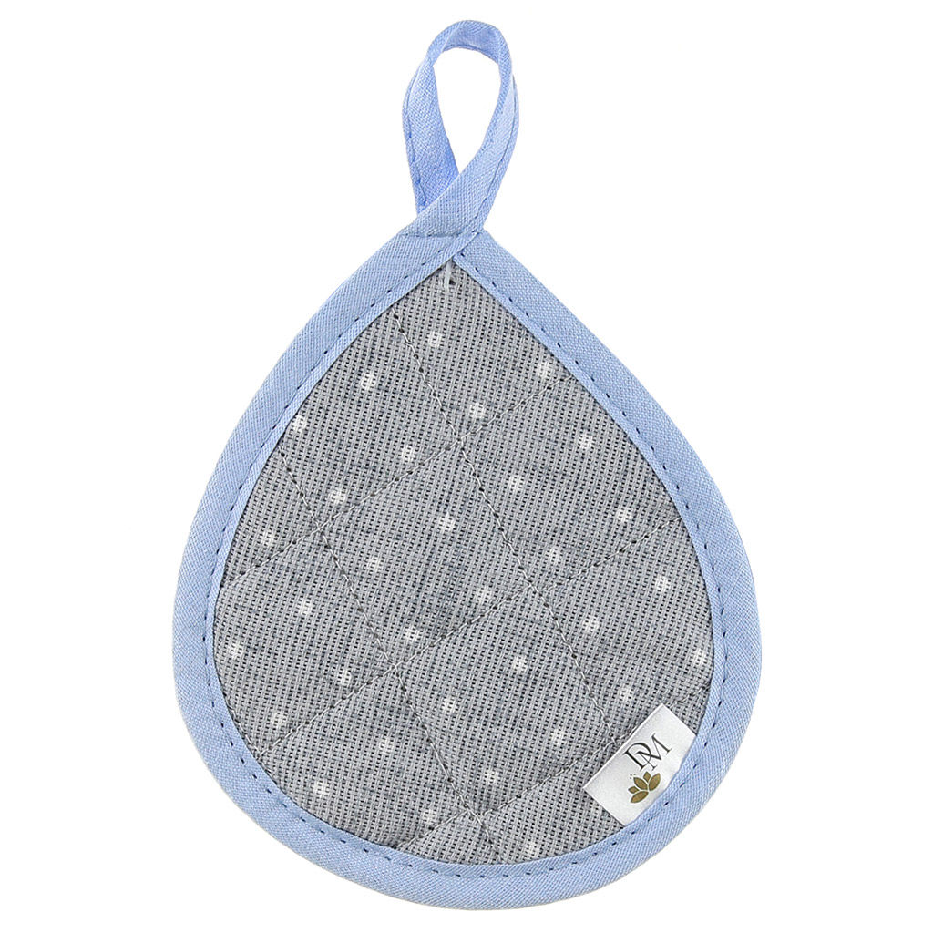 Кухонный комплект Горошек на льне: прихватка 18х20см форма Капелька - 2шт, рогожка 171г/м2, хлопок 100%, наполнитель - ватин 280г/м2, на пластмассовом подвесе, Домашняя мода (Россия)  фото 2