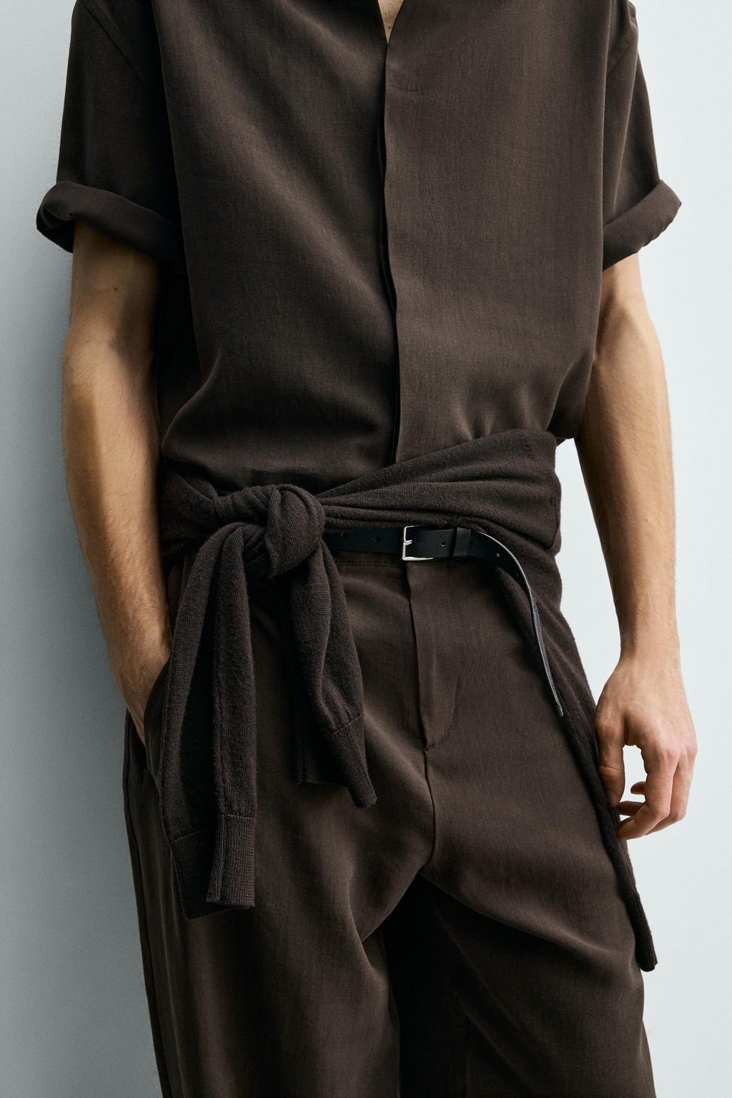 PANTAL?N FLUIDO PLIEGUES / Marr?n - Zara фото 5