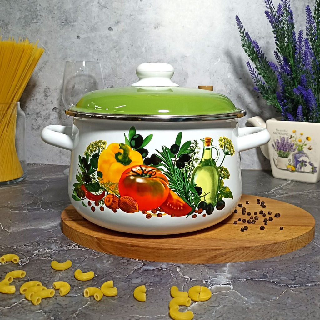 Кастрюля 4,0л конич. белосн. Европейская кухня 1с46я - Стальэмаль фото 7