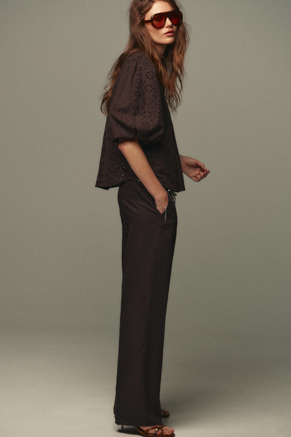 SHIRT WITH CUTWORK EMBROIDERY AND PUFF SLEEVES - Zara фото 3